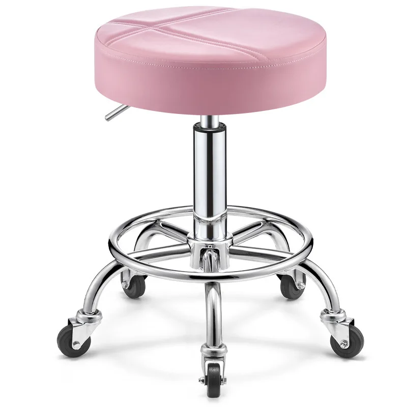 Professional Swivel Barbers Chairs Wheels Portable Rolling Hairdressing Stool Rotating Coiffeur Stuhl Salon Furniture MQ50BC