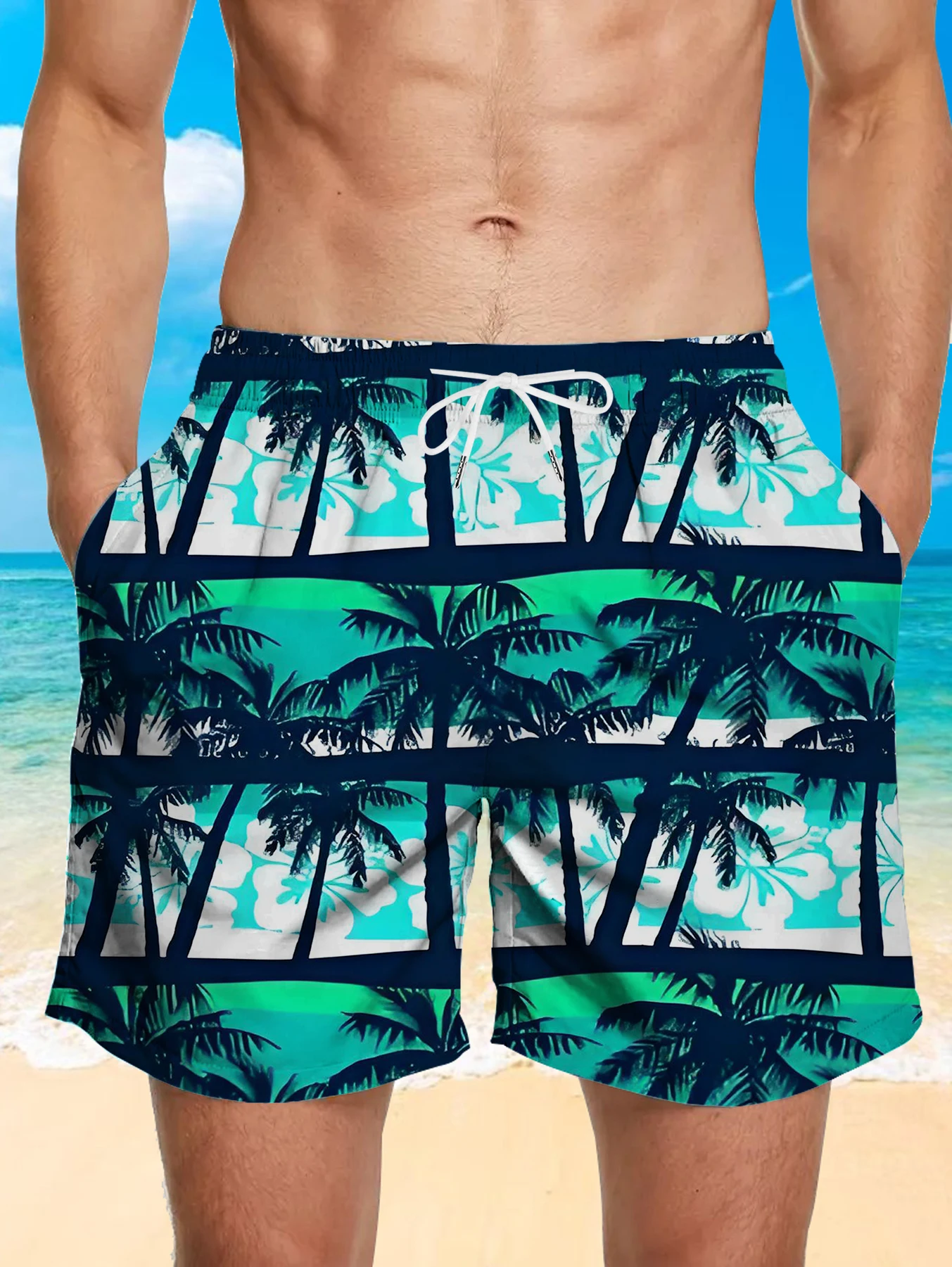 Novelty Full Digital Print Shorts Men Summer Beach Vacation Quick Dry Trousers