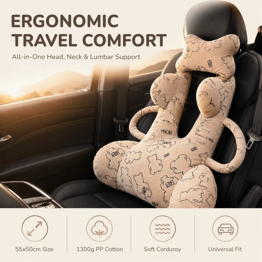 U-Shape Children Car Pillow Cartoon Pattern Safety Pillow Car Seat Pillow Fixed Pillow Shoulder Pillow Sleep Pillow Car Travel