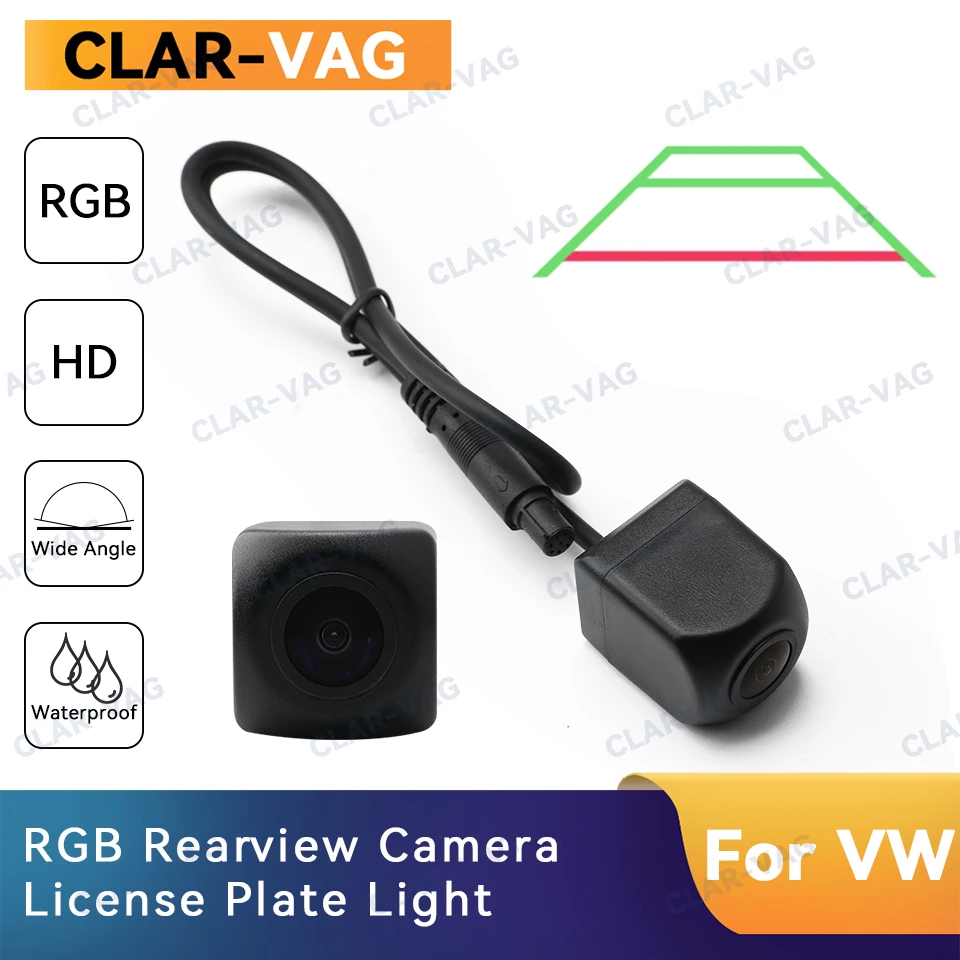 RCN510 RNS510 RCN315 MIB Radio HD Wide Angle RGB Rearview Camera License Plate Light Static Trajectory IP68 Waterproof For VW