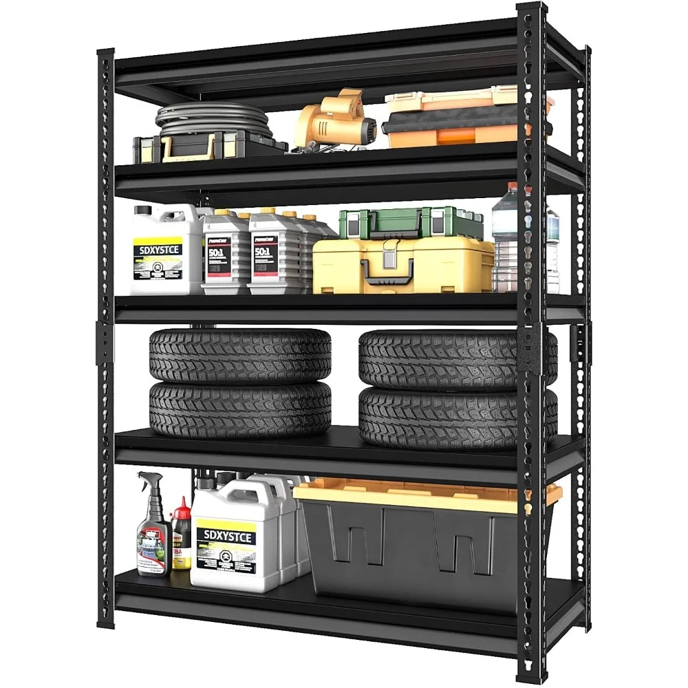 

Garage Shelving Heavy Duty 2500LBS Loads, 48 W Adjustable Garage Storage Shelves, 5-Tier Metal Shelving Units and Storage