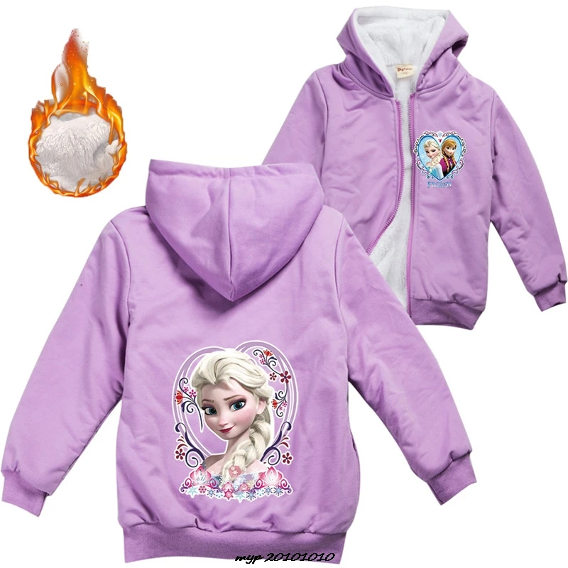 Frozen Elsa Children Thicken Jacket Girl Clothes Fur Kids Princess Cosplay Hoodie Toddler Girls Windbreaker Coat Winter Top