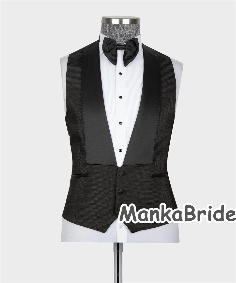 Zwart Repause Groomsman Smoking Maatwerk Heren Pakken 3 Stuks Blazer Vest Broek Formeel Prom Party Pak