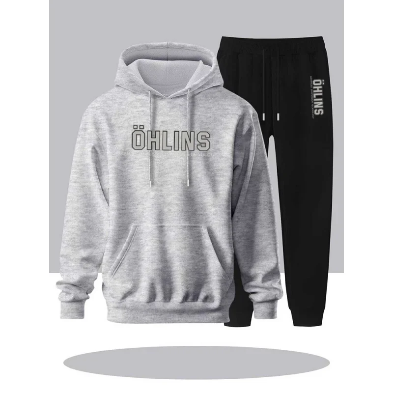 بلوفر رجالي مطبوع عصري للخريف والشتاء مع قلنسوة، سترة دافئة كبيرة الحجم مع قلنسوة، سترة رجالي فضفاضة للخارج