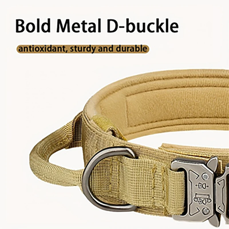 Tactical Dog Collar Adjustable Military Nylon Dog Collar with Control Handle and Heavy Duty Metal Buckle for Medium & Large Dog view 3