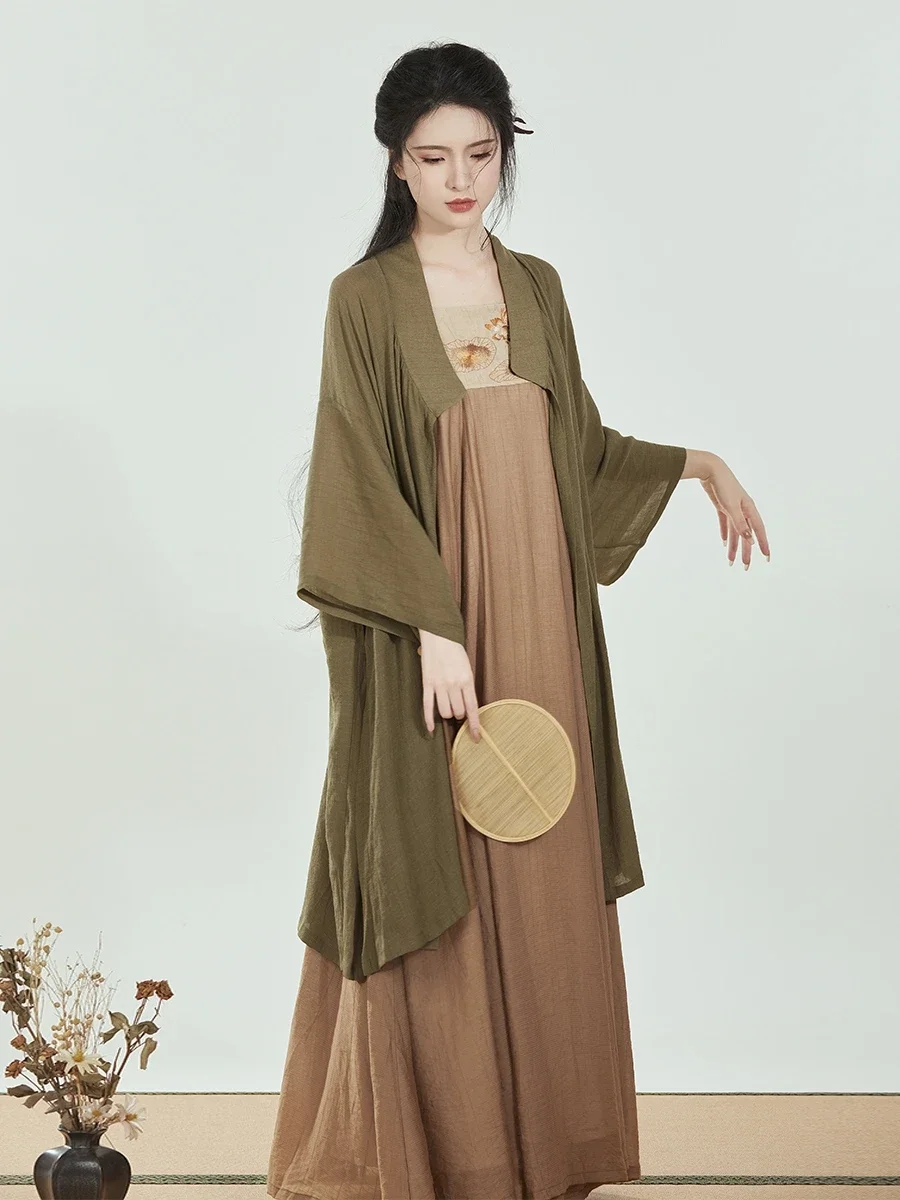 ZhiZaoSi [Jianghe] Song Dynasty National Style Improved Hanfu Han Element Eleganct Suspender Dress Zen Brocade Robe Jacket Suit