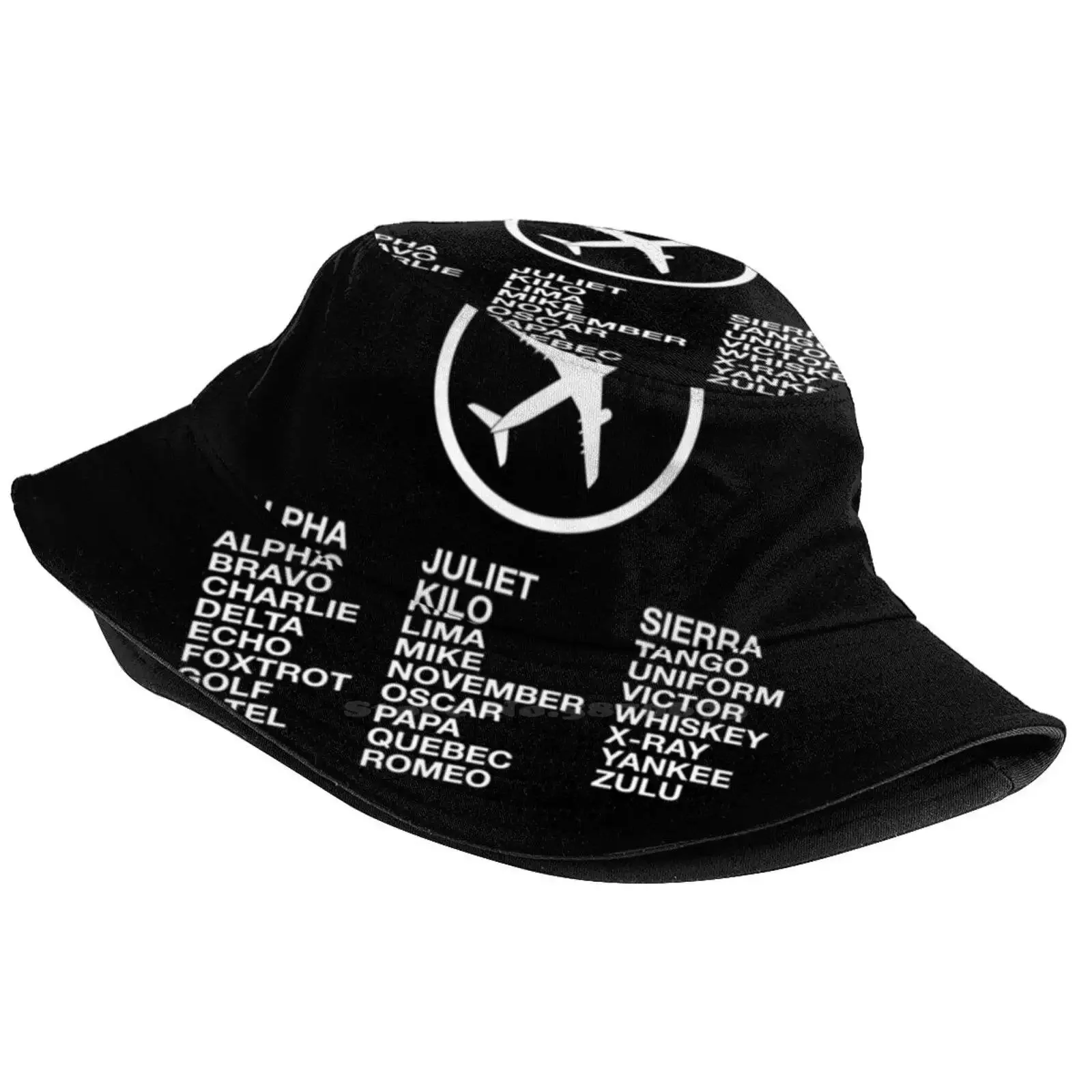 The Phonetic Alphabet With A Picture Of An Airplane. Unisex Fashion Women Men Breathable Bucket Hats Funny Aviator Humor