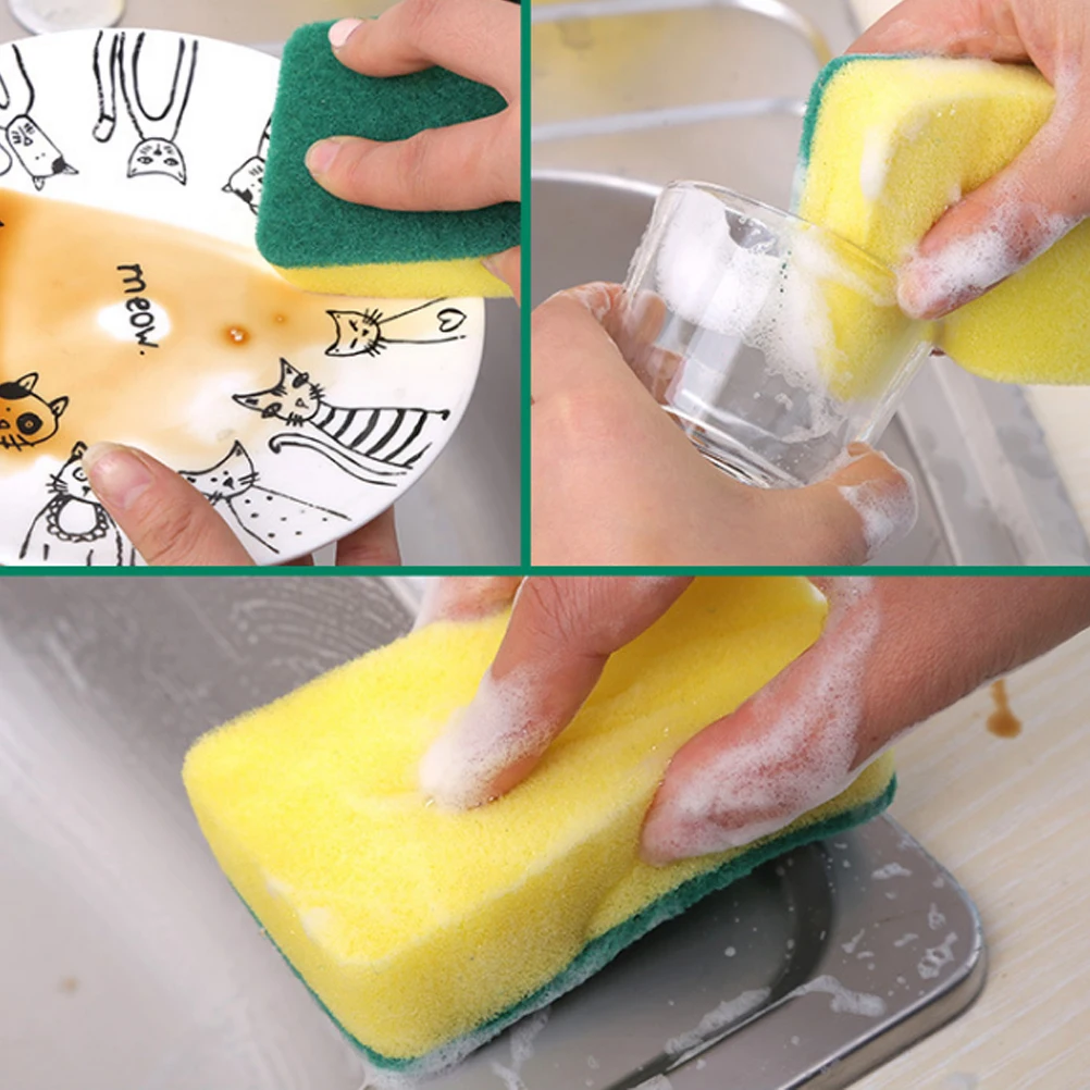 

12 Pcs High-density Sponge Pads Dish for Washing Dishes Sponges Corundum Kitchen Dishwashing Brush