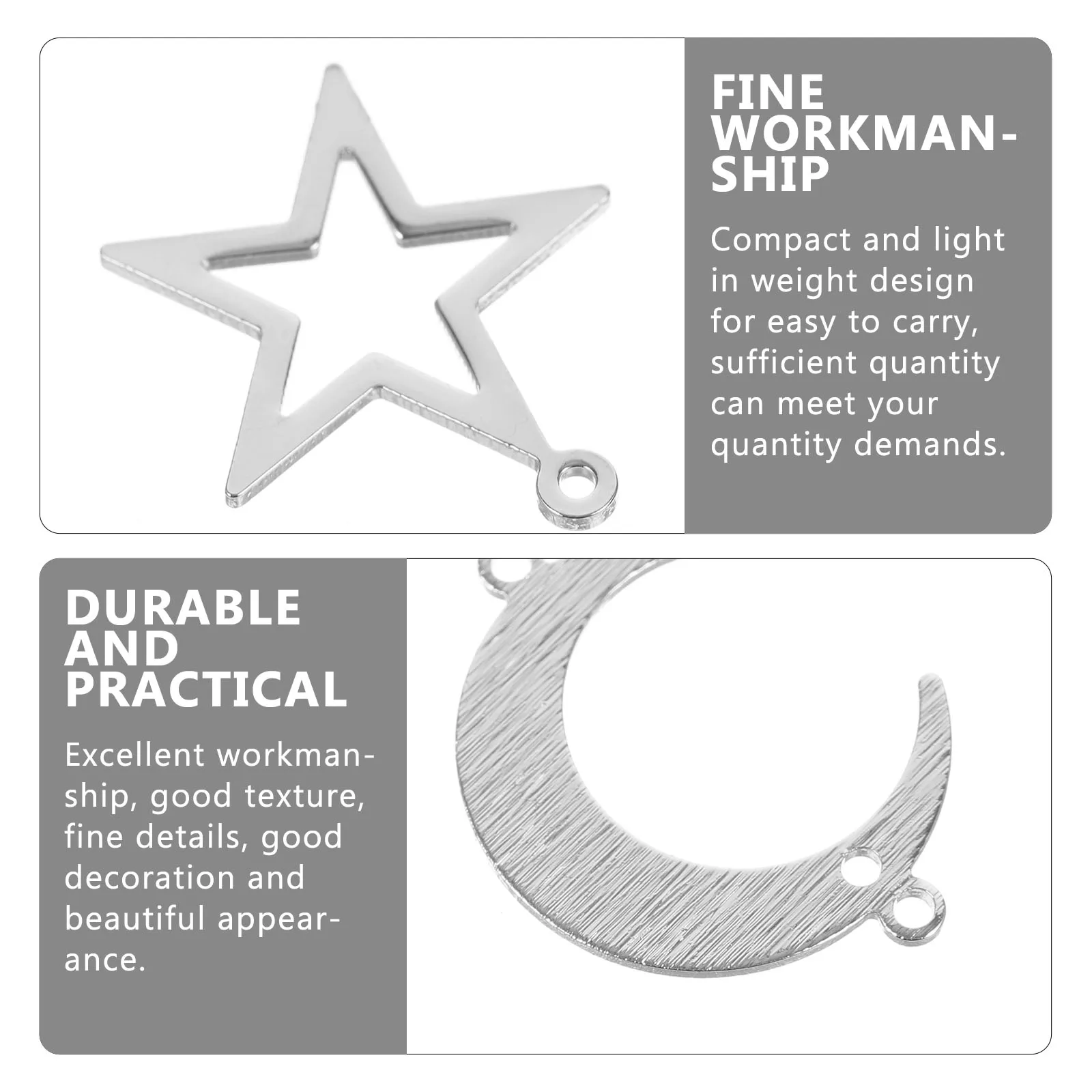 

30pcs Geometric Hollow Pendant DIY Jewelry Making Star Moon Sun Alloy Charms Lightweight Retro Gifts Accessories Packaging