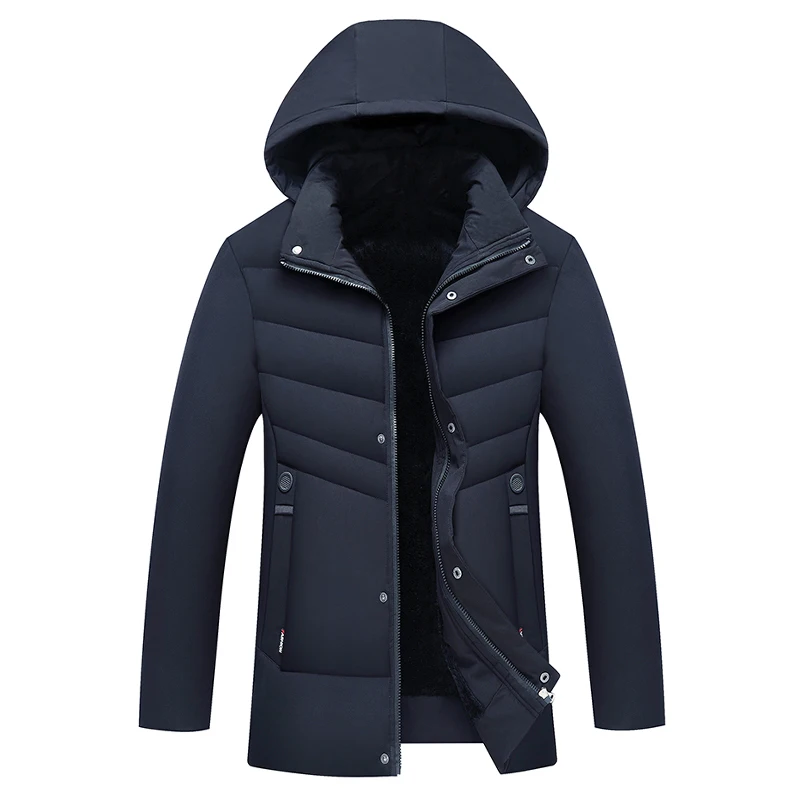 Inverno homem simplicidade à prova de vento sólido parkas novos assuntos de negócios espessamento chapéu removível jaquetas moda manter quente casaco de lã