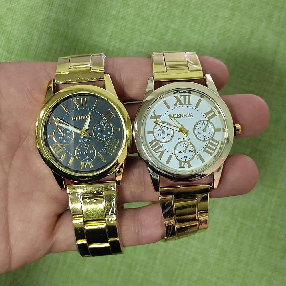 새로운 브랜드 3 아이즈 골드 캐주얼 쿼츠 시계 남성용 스테인리스 스틸 드레스 손목시계 남성 시계