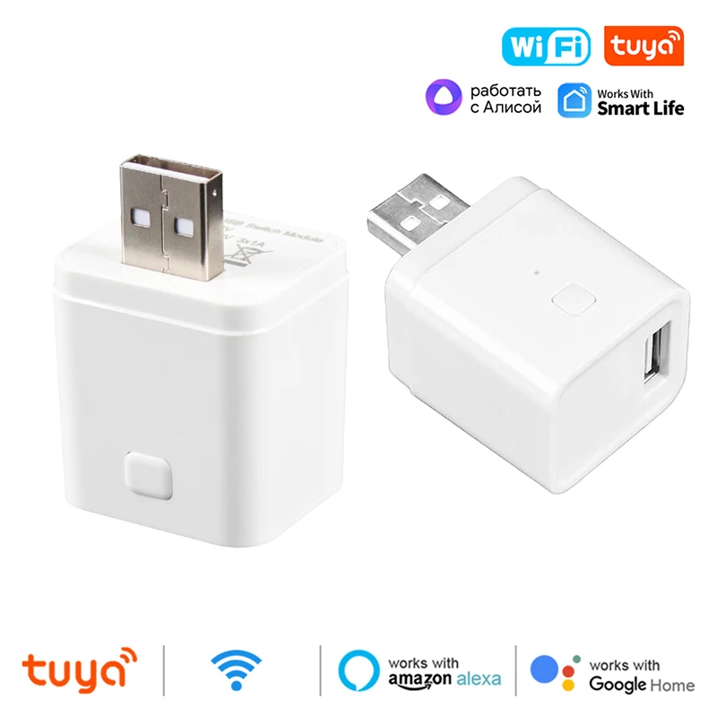 Tuya Smart Micro USB Adaptor Switch 5V WiFi Mini USB Power Adaptor Works with Alexa Google Home Assistant Alice for Smart Life