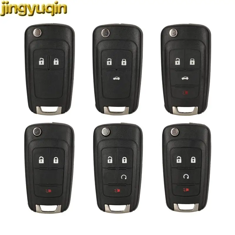 

Jingyuqin Remote Flip Car Key Shell For Chevrolet Cruze Aveo Camaro Epica Lova Sail Spark OPEL Astra J Corsa E Buick 2/3/4/5 BTN