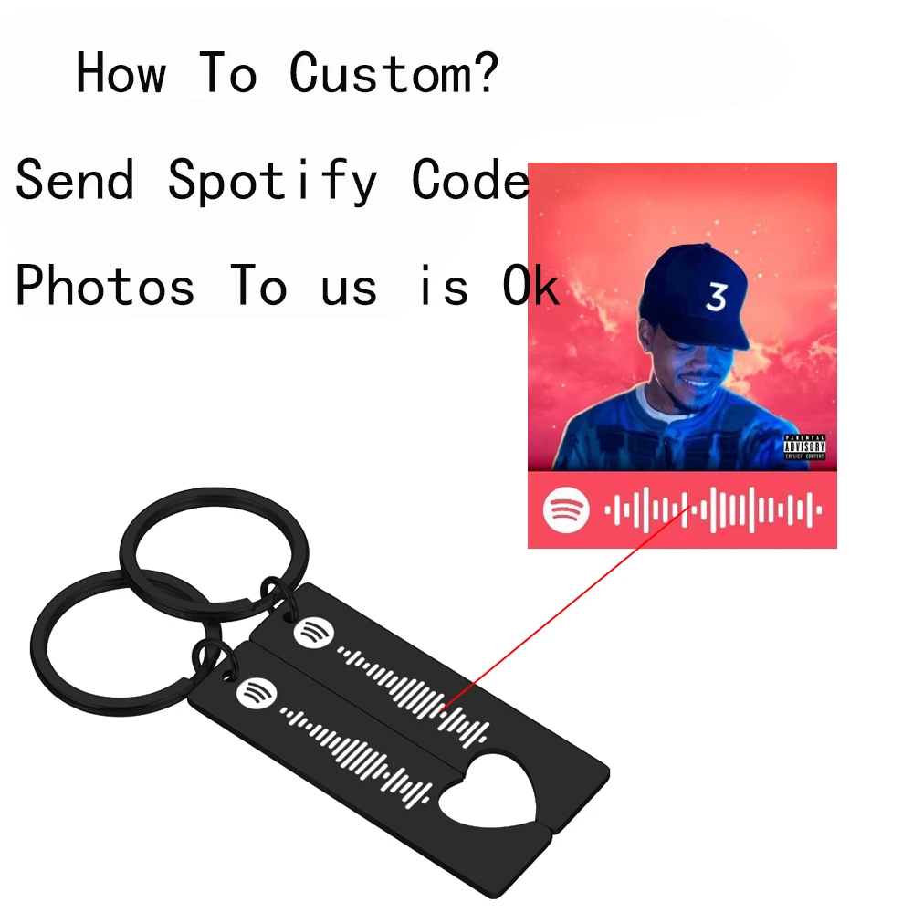 2025 سلاسل المفاتيح رمز سبوتيفي شخصية-الفولاذ المقاوم للصدأ الموسيقى زوجين كيرينغ هدية للنساء الرجال مجوهرات محفورة