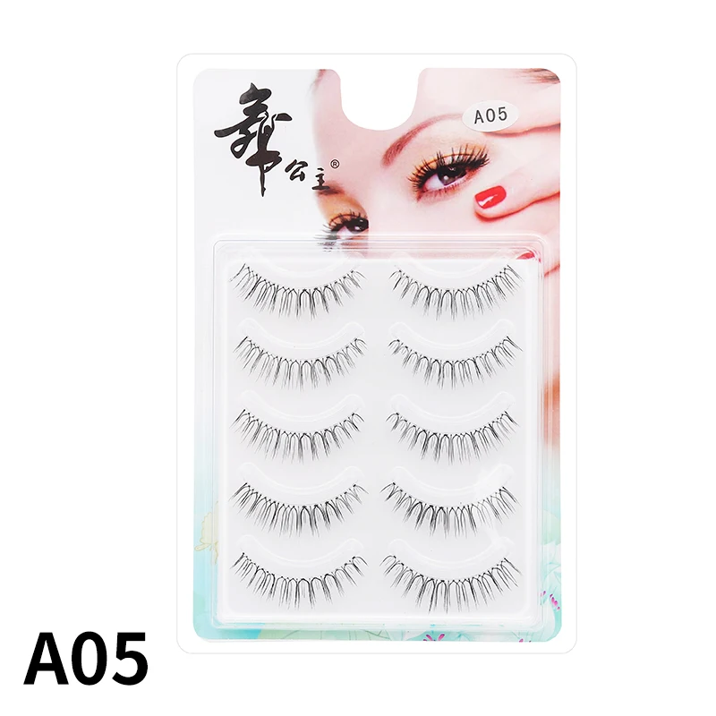 5 Paar Anime-Wimpern mit transparentem Stiel, unsichtbare Manga-Wimpern, natürliche falsche Wimpern für Make-up – Detail 15