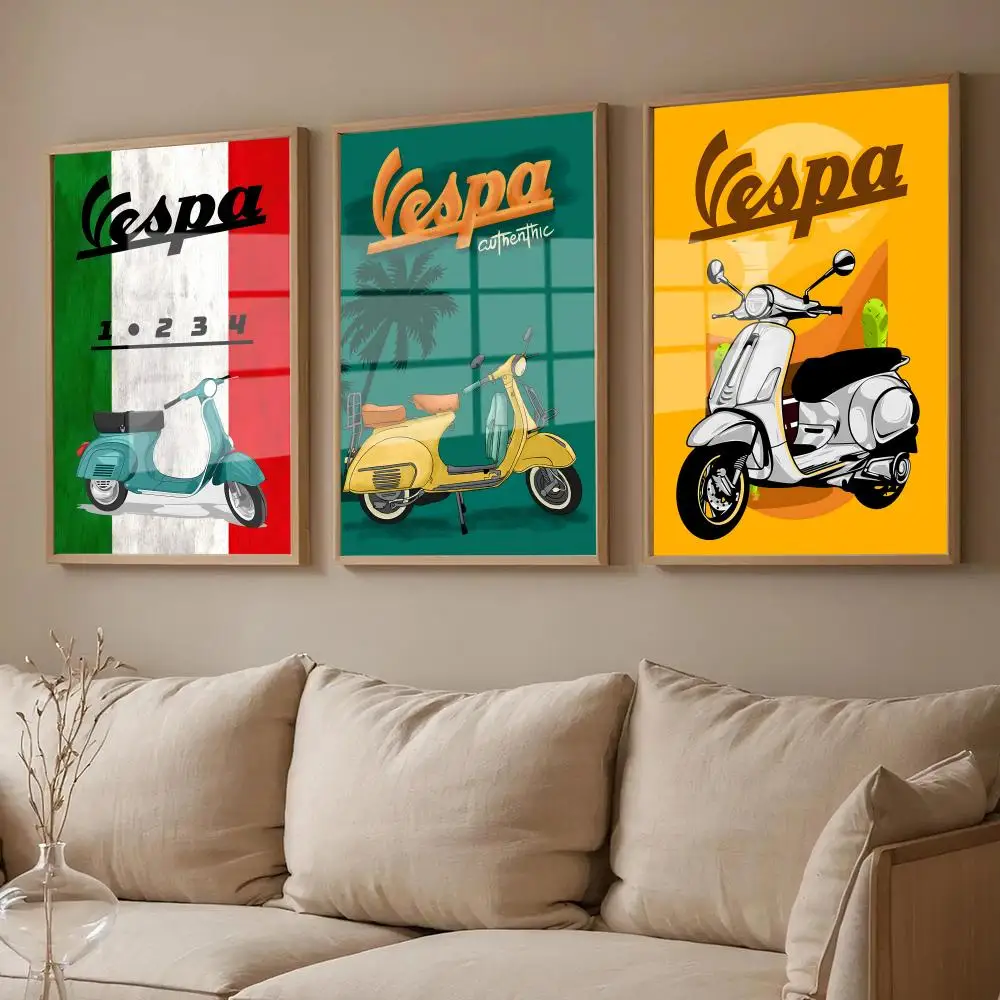 Motorrad-Vespa-Poster für Zimmer, Wandkunst, Dekoration, wasserfeste Aufkleber für Zuhause, Bar, Schlafzimmer, Dekoration