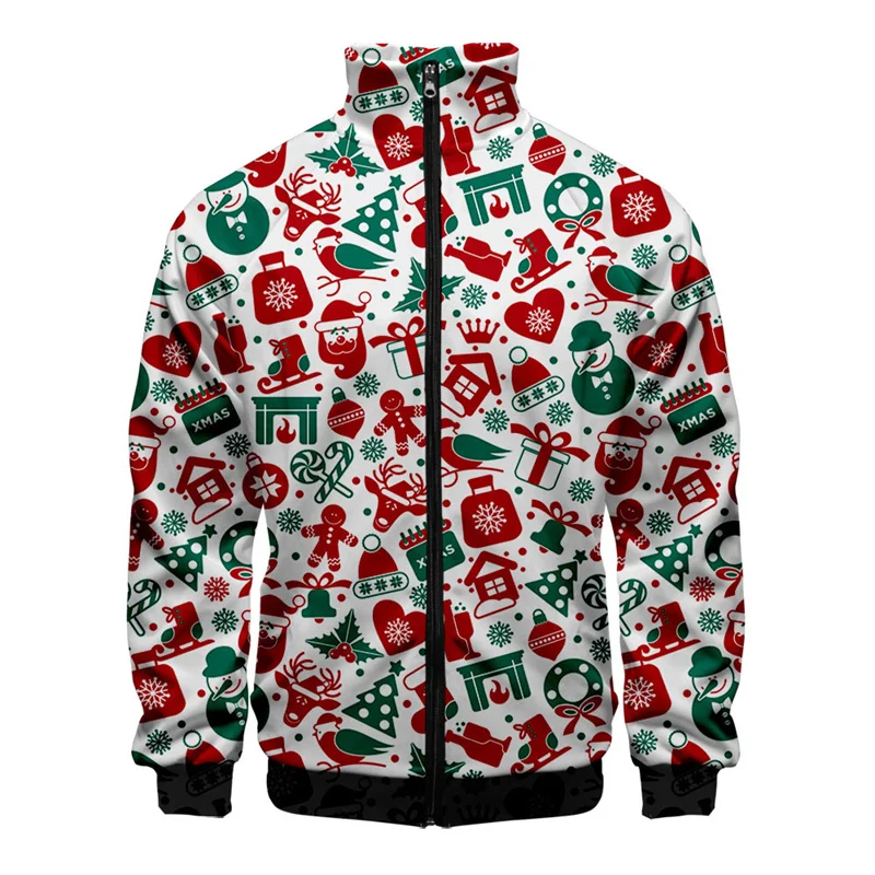 New In Christmas Gifts 3d Printed Jacket For Men Merry Christmas Street Coat Oversized Zipper Jackets Kids Tops Women Clothes