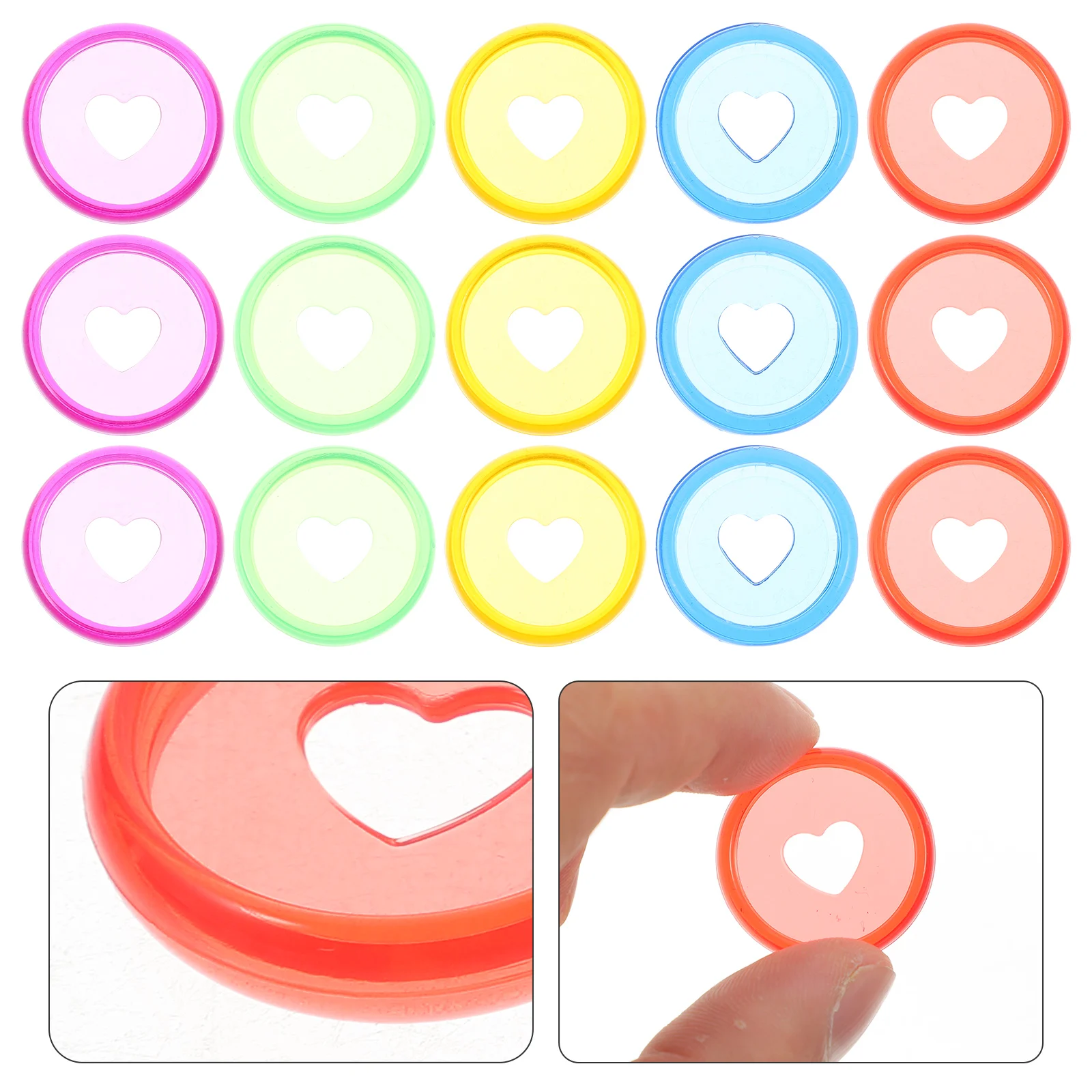 25pcs Colorful Heart Binder Discs Abs Plastic Binding Buckles Round Replacement Discs For Notebook Planners Office Home Diy