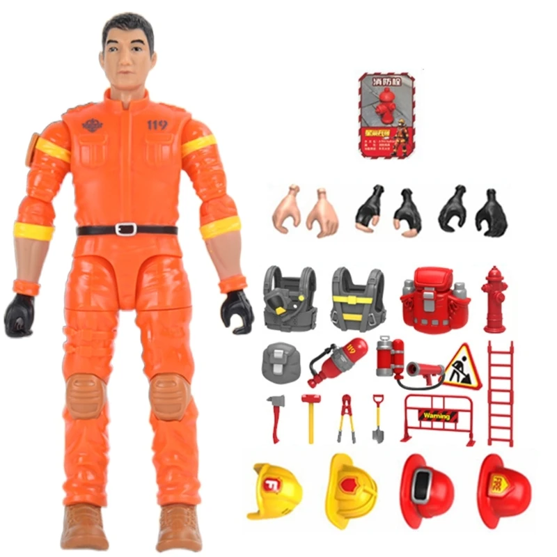 Firefighter Figurine Set & Accessories for Children Party Game Action Figure Toy