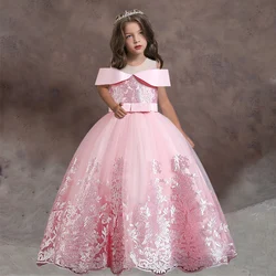 2023 long sequined flower girl wedding dress bridesmaid dress elegant princess evening party catwalk dress puffy dress 4-12 year