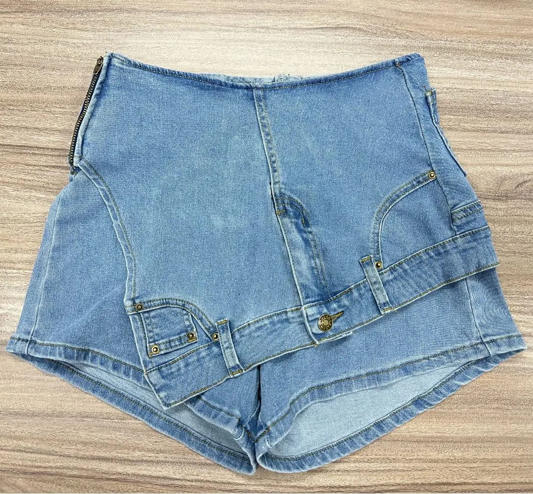 Imagem -06 - Shorts Jeans de Cintura Alta com Bolso Feminino Calça Rosa Suéter Camuflado Streetwear Y2k Roupas de Verão 2023