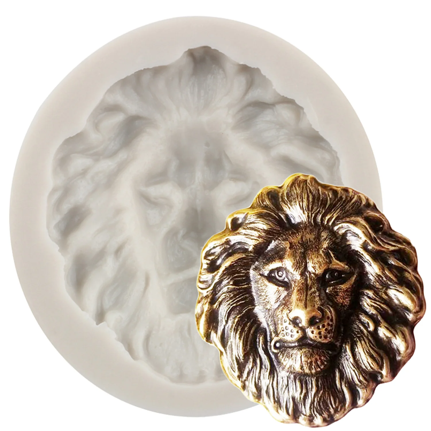 Lion Head Silicone Mold Cupcake Topper Fondant Cake Border Decorating Tools Candy Resin Clay Mould Chocolate Gumpaste Moulds