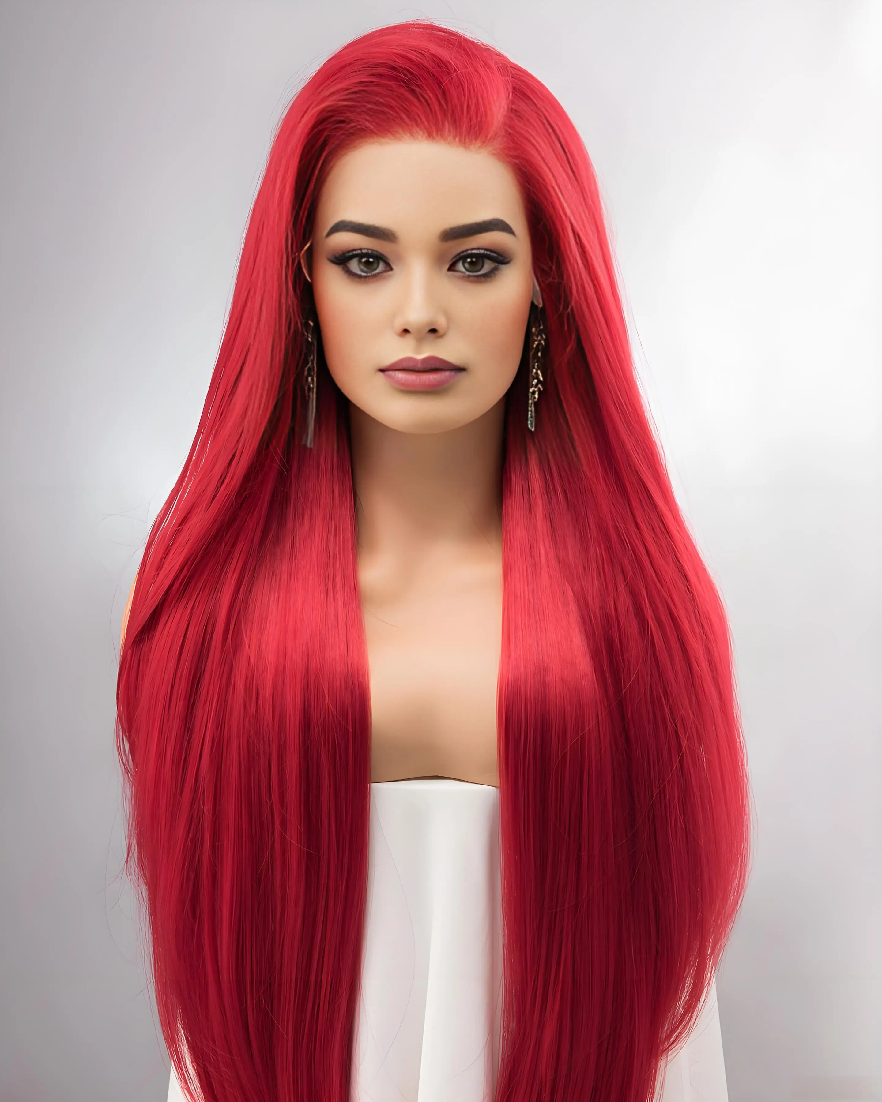 

13x6 Bone Straight HD Transparent Lace Front Wigs 250 Density Red Lace Frontal Wig For Black Women Brazilian 40 Inch Human Hair