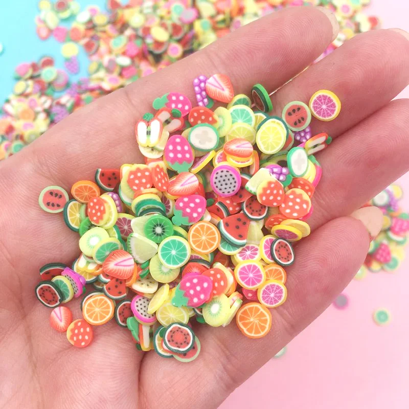 50g/lot Mini Addition Soft Fruit Slices For Slime Supplies Nails Art Tips Polymer Clay Sprinkles SlimesCraft DIY Supplies