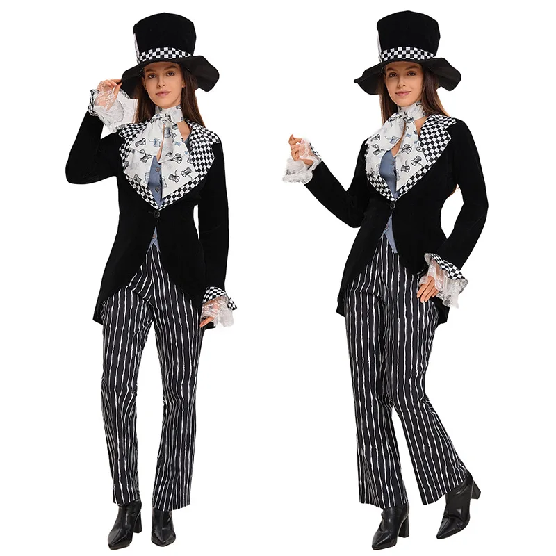 Cartoon Costume Alice in Wonderland Hat Mr. Mad Hatter Magic ow Performance loween Par Annual Meeting Women's Clothing