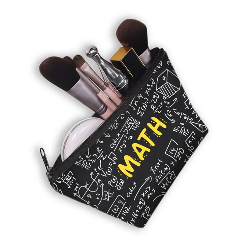 Math Formula Geometry Science Mathematical Cosmetic Case Cute Makeup Bags For Travel Experiment Storage Lipstick Bag Gift