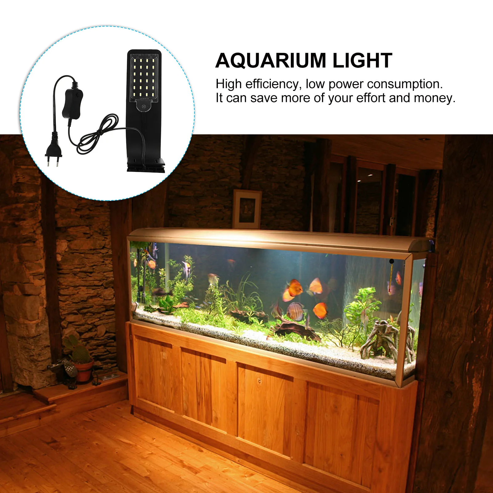 

Slim LED Aquarium Light Dense Lamp Balanced Illumination High Color Rendering No Flicker Eu Plug White Aquarium Light