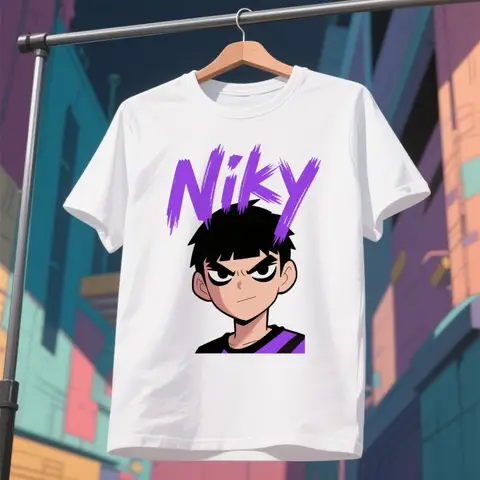 Konstnärlig Niky-logotyp rolig design Scissor Seven grafiskt tryck t-shirt kinesisk anime herrtopp kläder Scribble casual unisex toppar 10 best sales sax sju - №5