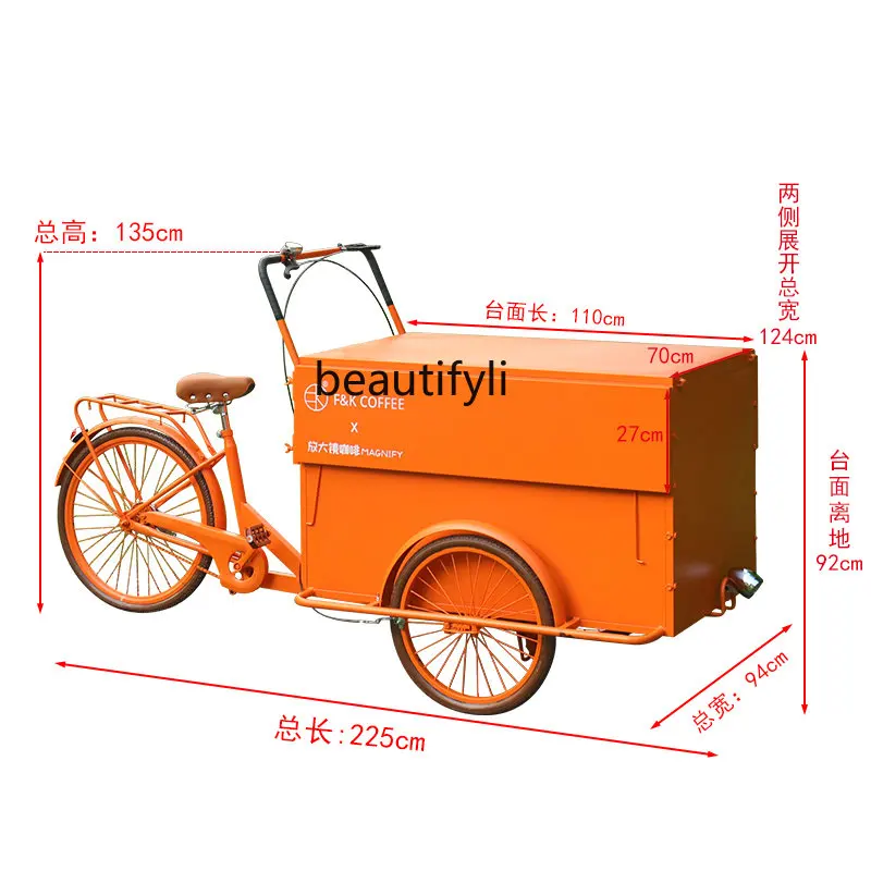 European-Style Mobile Iron Flower Cart Night Market Outdoor Stall Vending Car Stall Stall Trolley