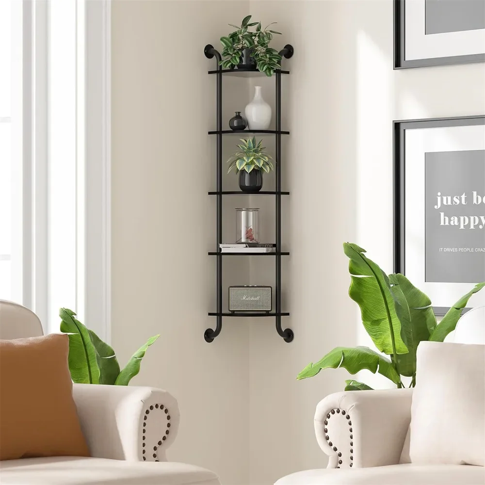 Industrial Iron Pipe Rack Simple Household Shelf Layer Rack Wall Mounted Kitchen Bathroom Bedroom Wall Shelf Corner Rack