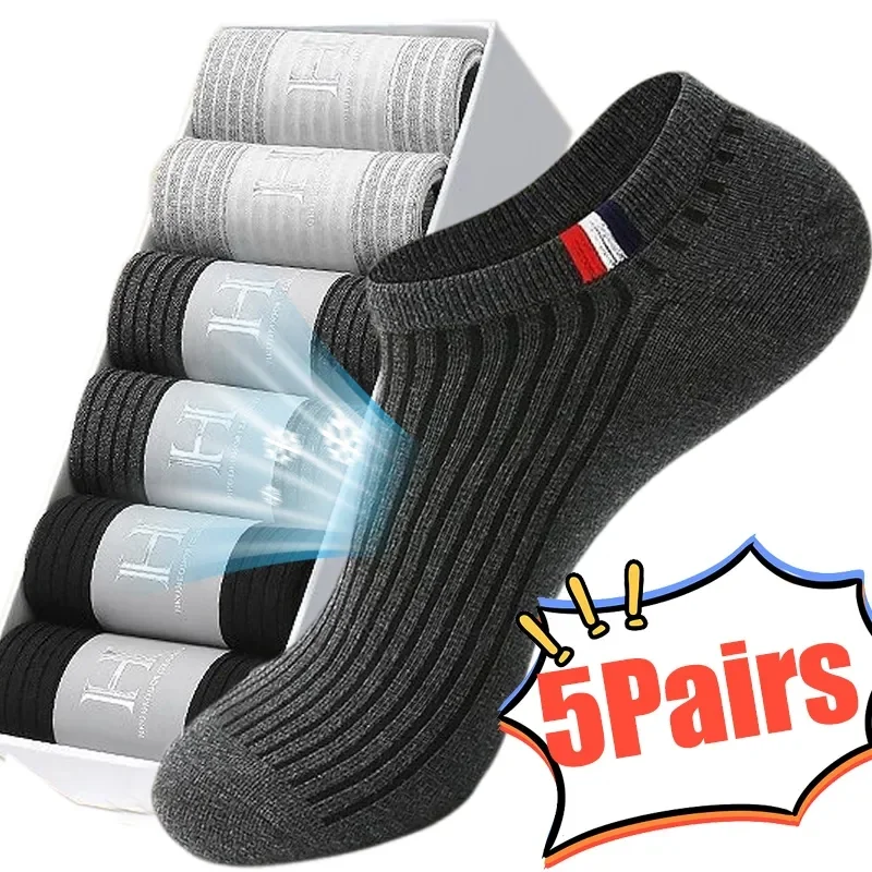 5/10 Pairs New High Quality Men's Cotton Short Socks Non-slip Boat Socks Sweat Absorption Breathable Men Women Sport Ankle Sock