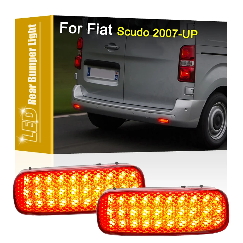 2Pcs LED Taillight Rear Bumper Lamp Assembly Red Running Brake Light For Fiat Scudo 2007-UP