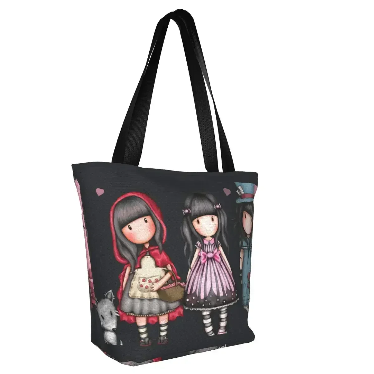 Cute Printed Santoro Gorjuss Tote Shopping Bag Recycling Canvas Shopper Shoulder Cartoon Girl Doll Handbag