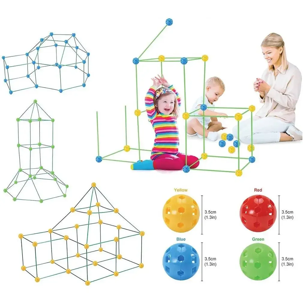 Fort Bouwpakket Bouwspeelgoed Tentset Kinderhut Set Fortress Builder Kastelen Tunnels DIY Speelhuis Kinderen Cadeau voor meisjes