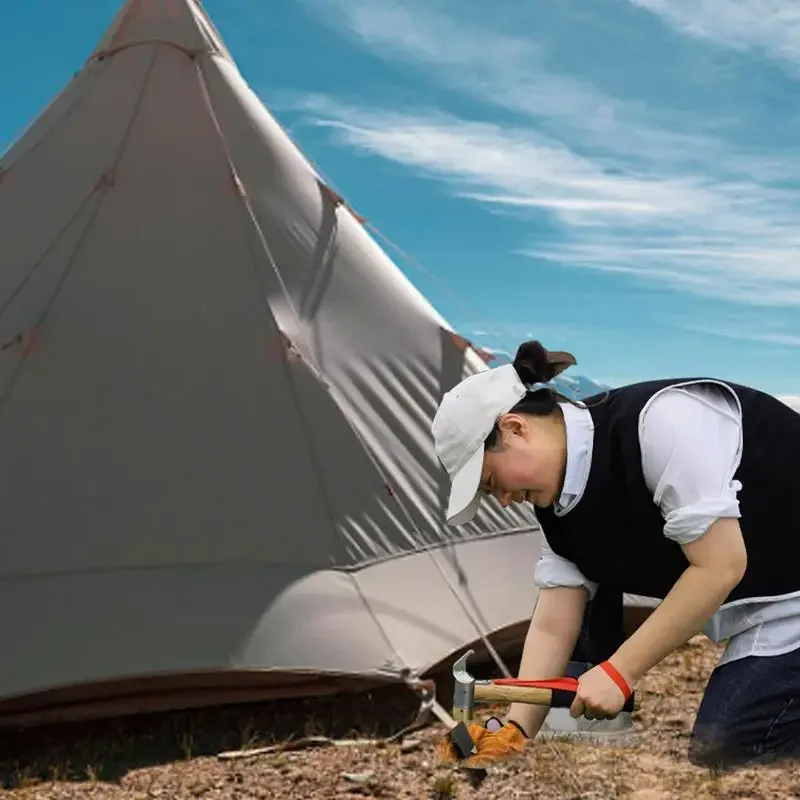 Marteau camping en plein air avec manche en bois, piquet  tente, poignée confortable, accessoire pour les devoirs