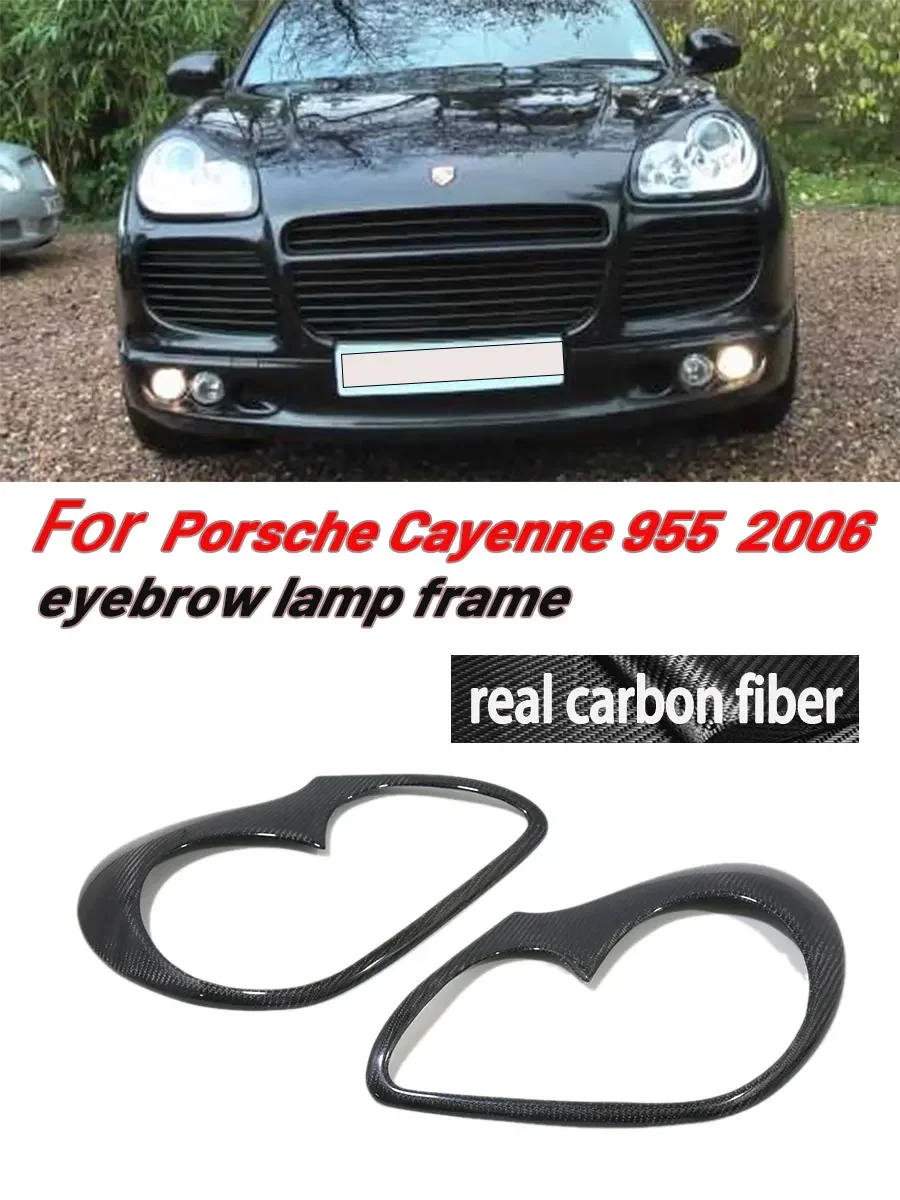 

For Porsche Cayenne 955 modified carbon fiber lampshade, eyebrow lamp frame, front headlight decorative sticker installation