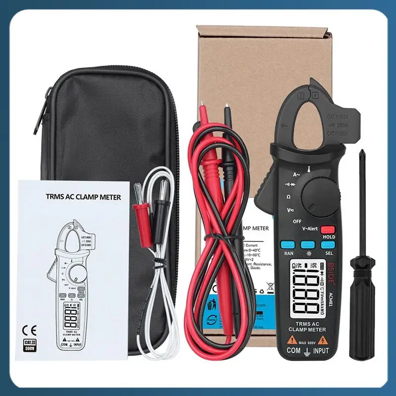 BSIDE ACM81 Цифровые клещи Vol Ом Диод Температура NCV Тестер клещи Черный