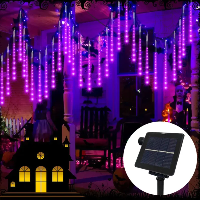 Solar LED Meteor Shower Rain Lights Holiday String Lights Fairy Garden Light 8 Tubes 192/288 Leds Christmas Wedding Decoration