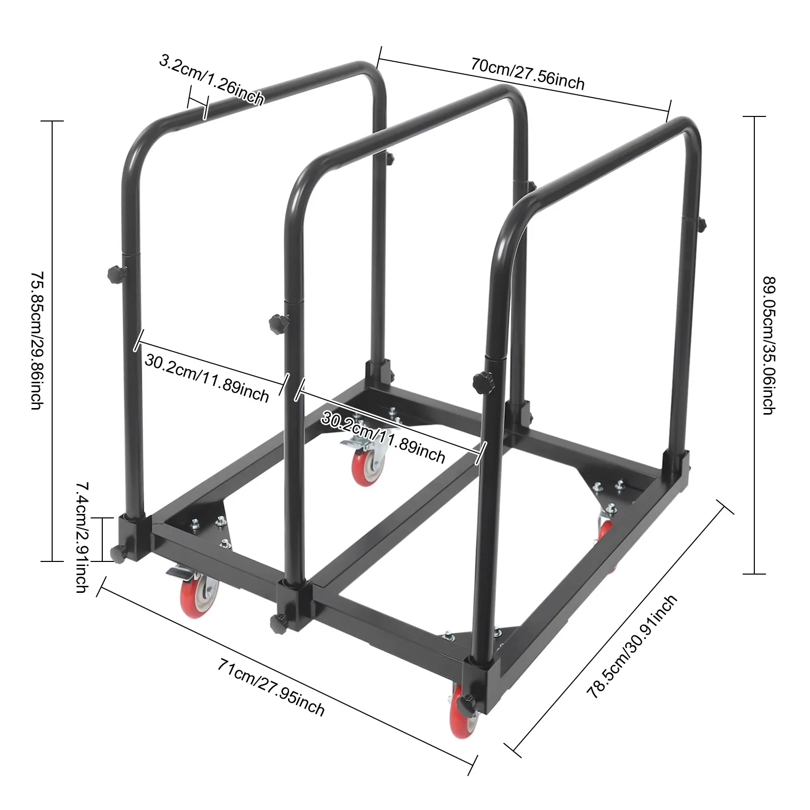 4 inch zwarte zware paneelwagen 1400 lbs stabiele montagepaneel vrachtwagenpaneelwagen met 4 universele wielen