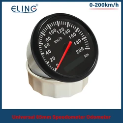ELING Universal 85mm Speedometer Odometer Speedometer 120 km/h 200 km/h for Car Truck Boat with Backlight 12V 24V (Pulse Signal)