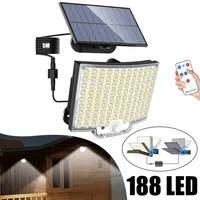 188LED Super Bright Solar Wall Lamps, IP65 Waterproof Outdoor Street Light, with Human Motion Sensor, 5M Cable Split Solar Lamp