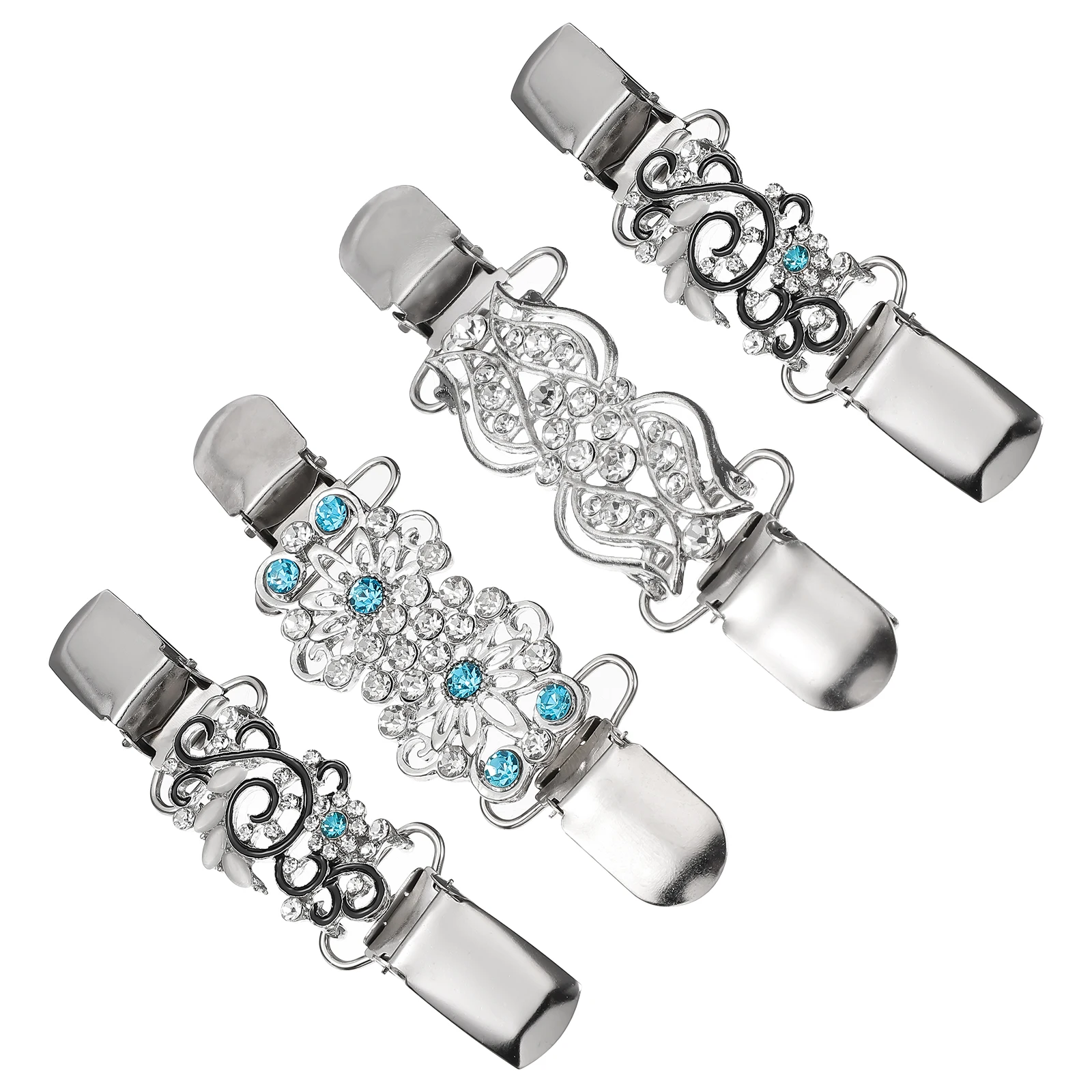 

4pcs Sweater Shawl Collar Clip Cardigan Clips Decorative Iron Alloy Anti Rust Women Clothing Accessories Everyday Style