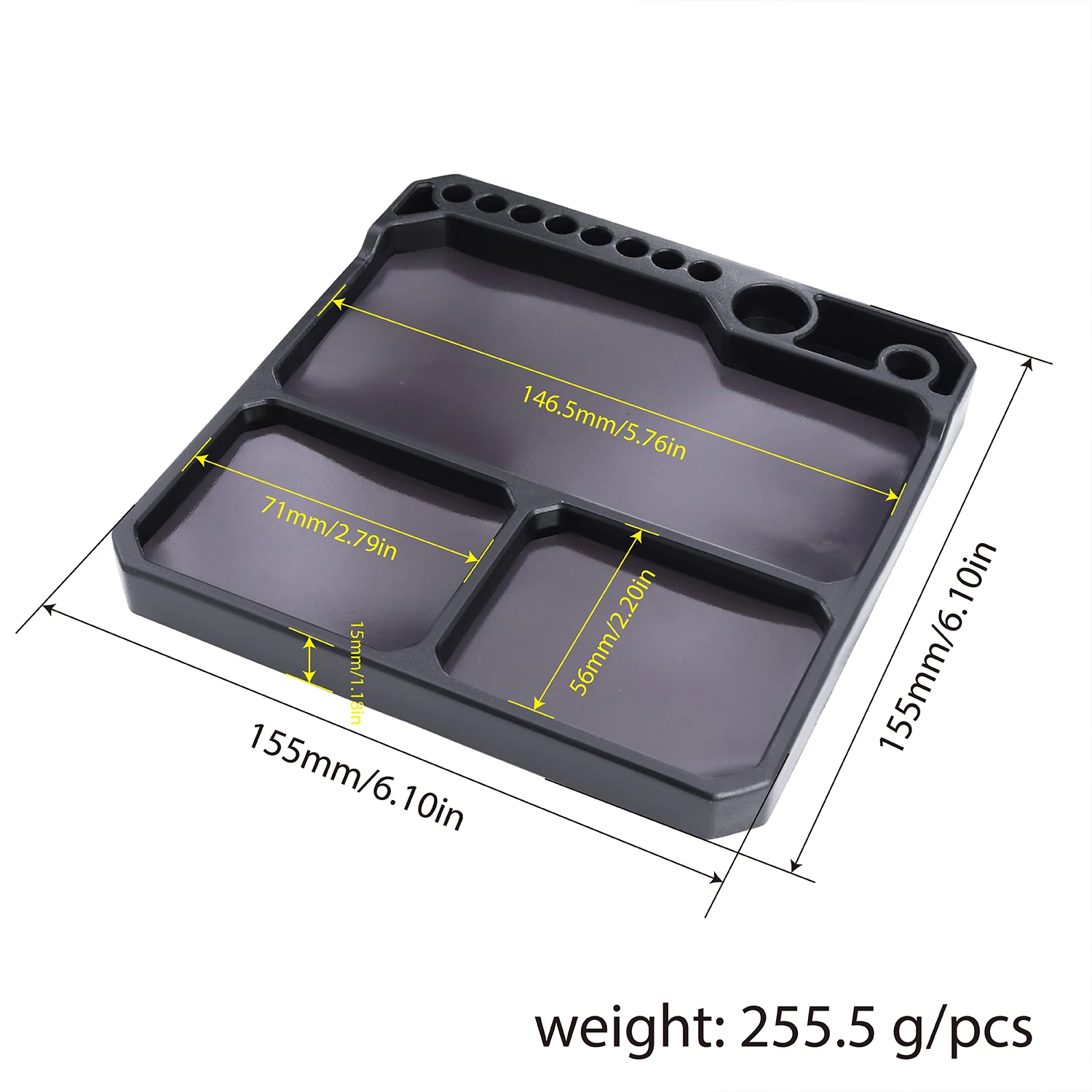 シリコンパーツトレイ ツールスタンド付き (155*155mm) 磁気シート3枚付き 1/18 1/24 1/10 RCカーボート飛行機モデル用