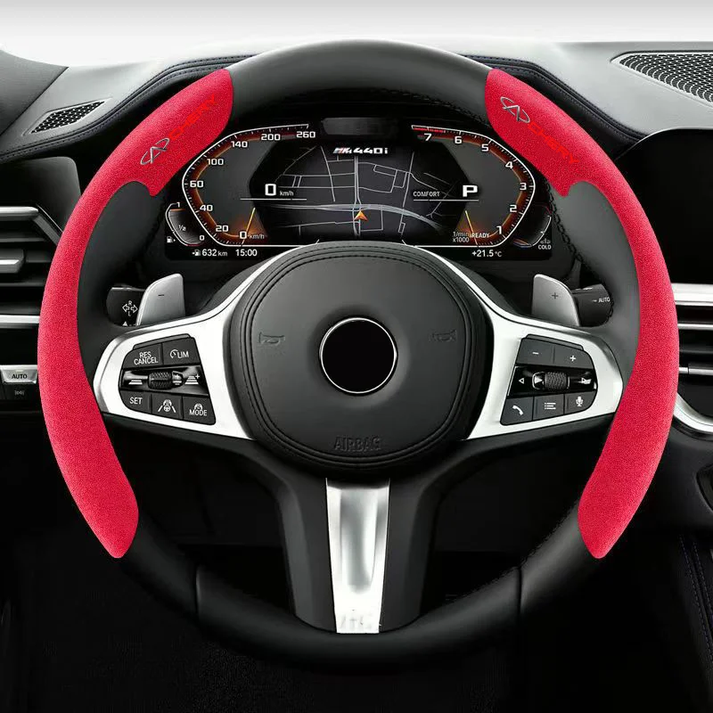 Car Steering Wheel Cover black suede leather for Chery Tiggo 2 3 4 5 7 Pro 8 T11 5X Amulet Fora QQ Fulwin Arrizo Car Accessories