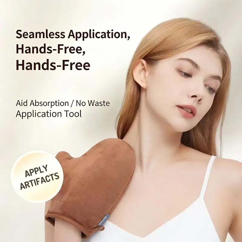 

Double-Sided Self-Tanning Mitt for Perfect Body Lotion Application with Soft Flocking Material