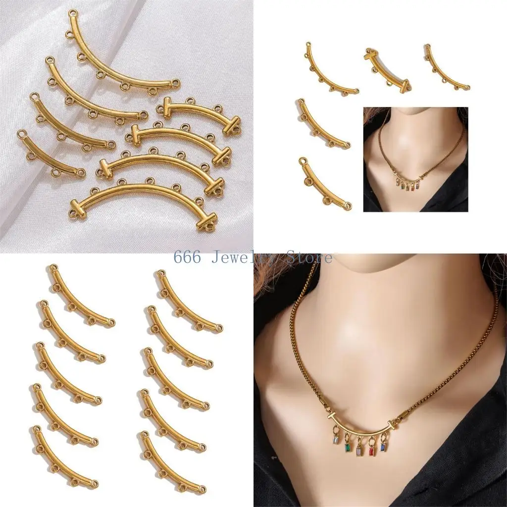 

F2TD 10 шт., изогнутые разъемы из нержавеющей стали разных размеров, разъем для ожерелья и браслета с несколькими отверстиями,